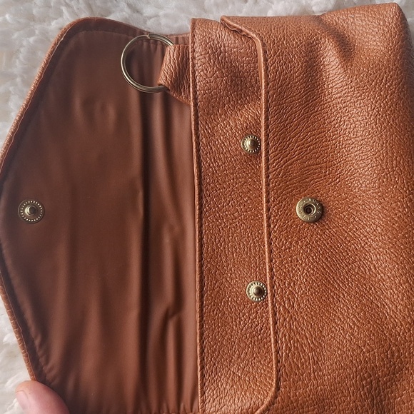 Vintage Brown Paisley Envelope Snap Leather Vinyl Wallet Pouch Clutch - Picture 8 of 15